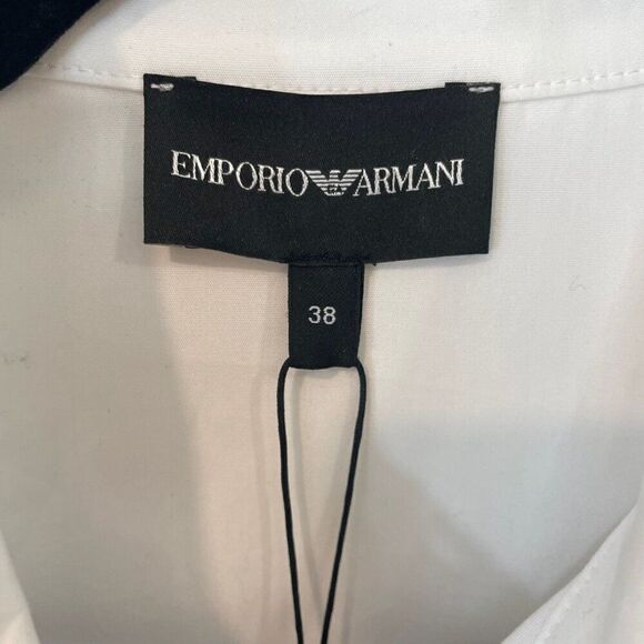 EMPORIO ARMANI Button-Up Shirt EU38 US2 XS White Grosgrain Trim - Picture 8 of 15